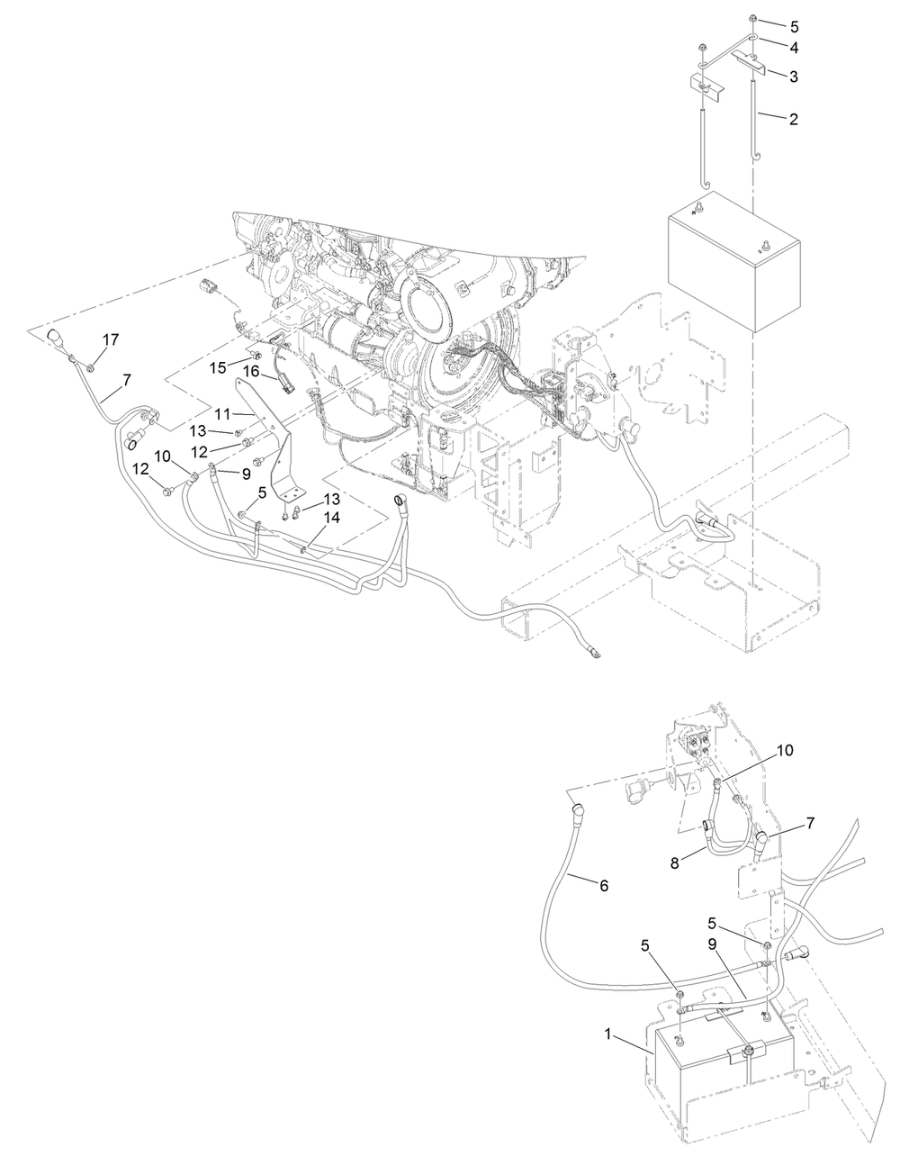 Battery Cables Assembly Diagram and Parts List for 23803 400000000 - 999999999 Toro Lawn Tractor Accessories