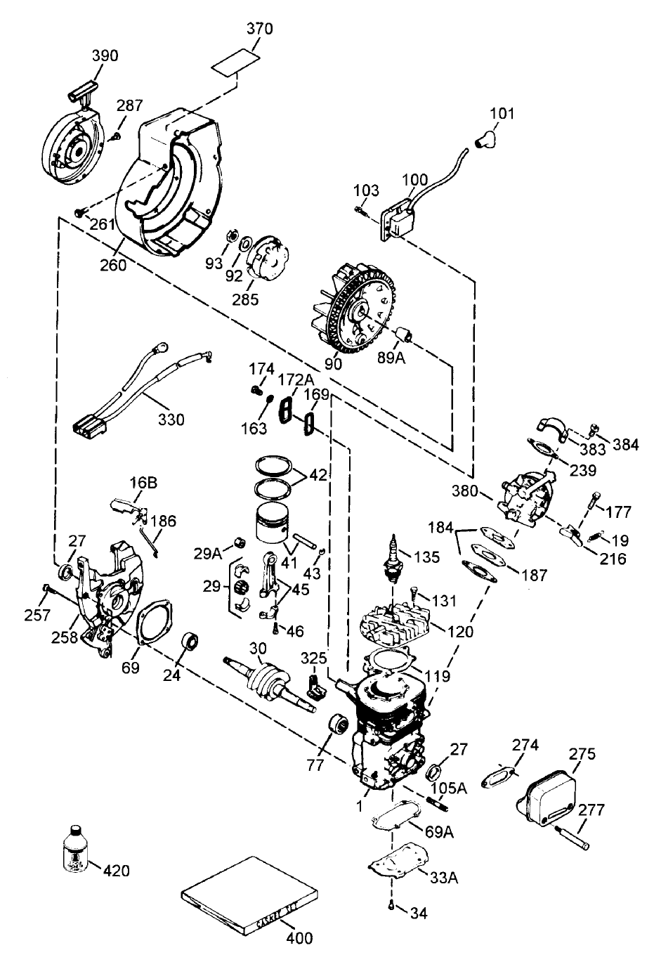 Engine Tecumseh Model No. Hsk600 Type 1680s Diagram and Parts List for 38175 7900001 - 7999999 Toro Snow Blower