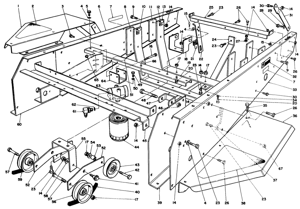 Frame & Jackshaft Assembly Diagram and Parts List for 30718 2000001 - 2999999 Toro Lawn Tractor