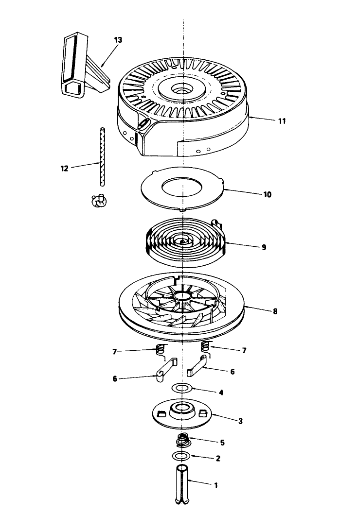 Rewind Starter No. 590621 Diagram and Parts List for 16775 9000001 - 9999999 Toro Lawn Mower