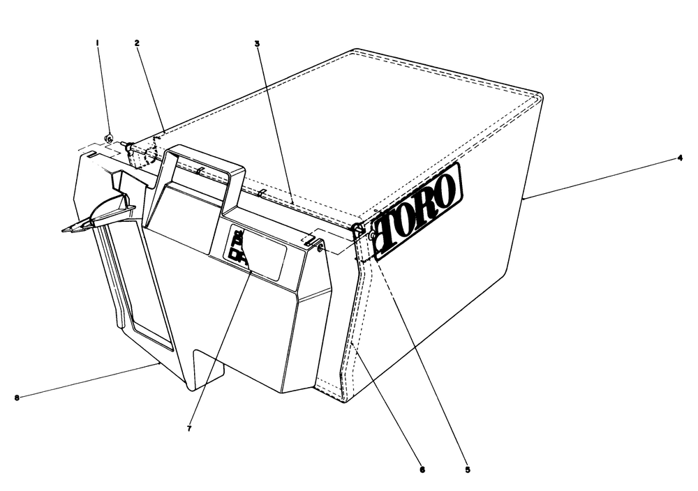 Grass Bag Assembly No. 11-0189 Diagram and Parts List for 20627C 8000001 - 8999999 Toro Lawn Mower