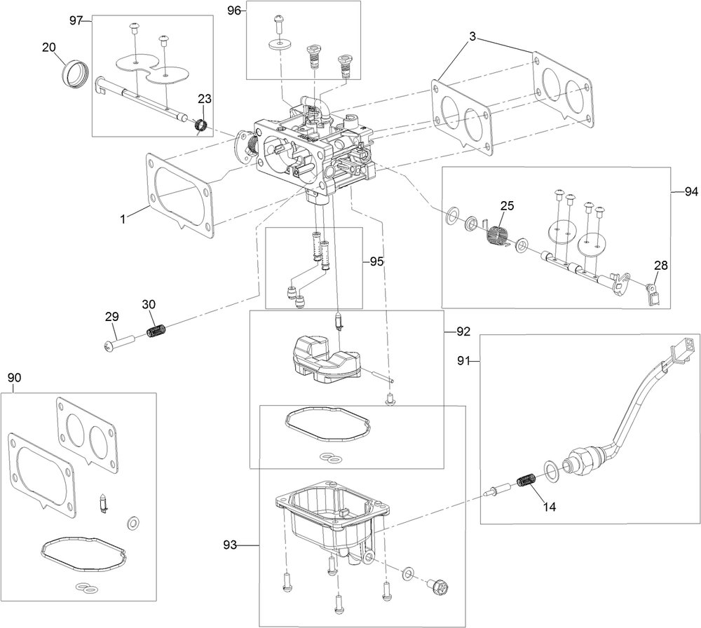 Carburetor Assembly Diagram and Parts List for 74450 403350048-999999999 Toro Lawn Tractor