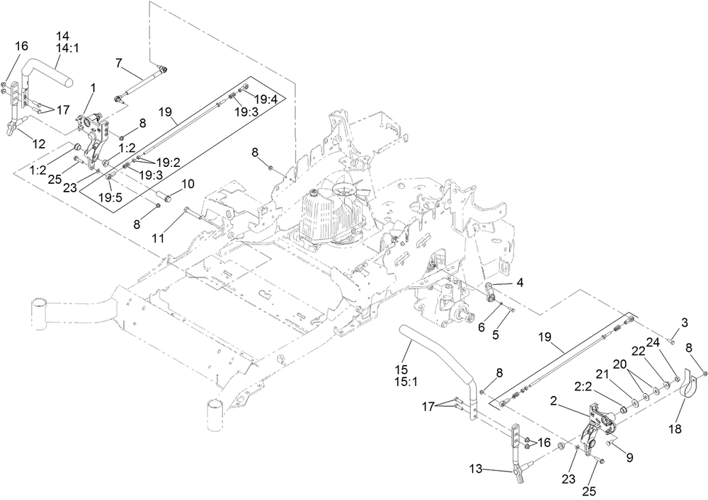Motion Control Assembly Diagram and Parts List for 74943CP (312000001-312999999)(2012) Toro Lawn Mower