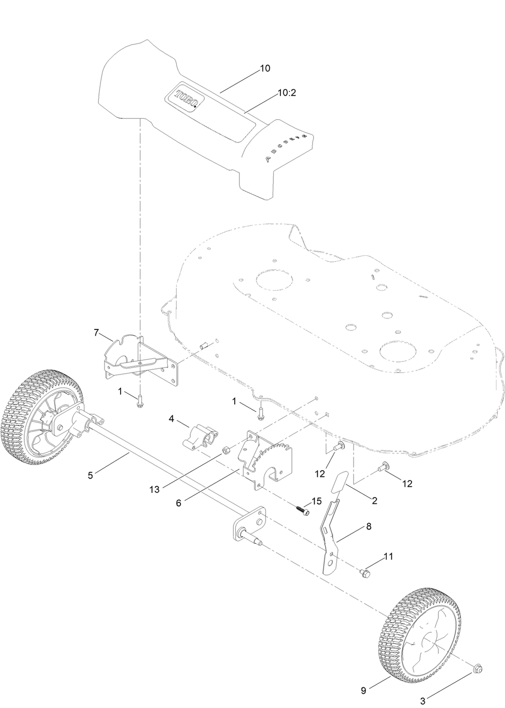 Front Wheel And Height-Of-Cut Assembly Diagram and Parts List for 21200 412251183 - 412999999 Toro Lawn Mower