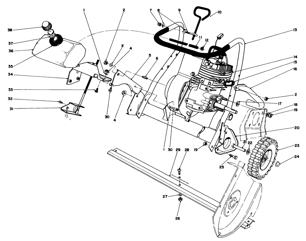 Engine Assembly (Model No.38110c) Diagram and Parts List for 38110C 8000001 - 8999999 Toro Snow Blower