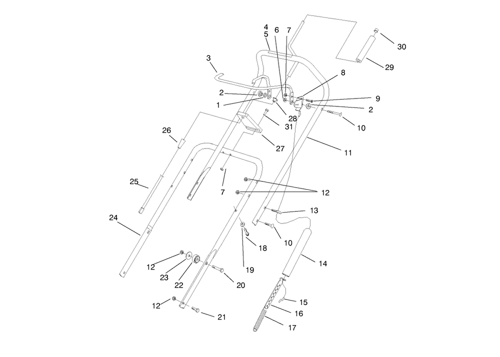 Handle Assembly Diagram and Parts List for 38422 8900001 - 8999999 Toro Snow Blower