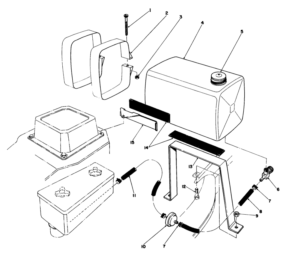 Gas Tank Assembly Diagram and Parts List for 22623 7000001 - 7999999 Toro Lawn Mower