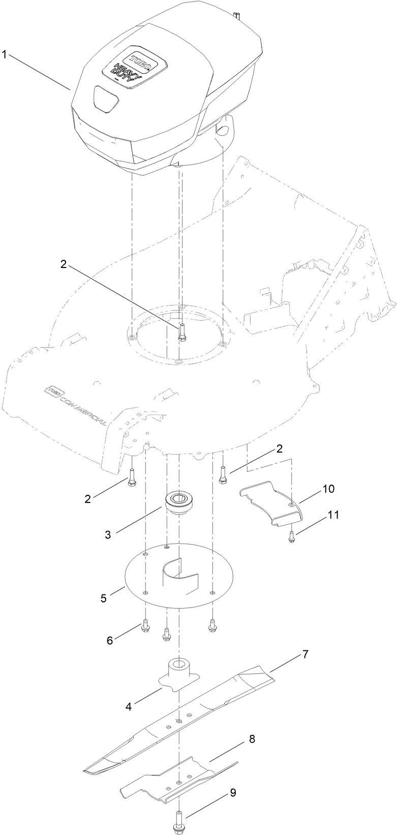 Motor Module And Blade Assembly Diagram and Parts List for 22275T 411500000 - 412510824 Toro Lawn Mower