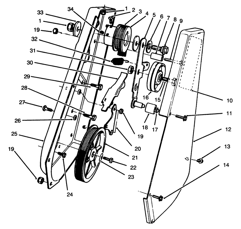 Drive Assembly Diagram and Parts List for 38185 6900001 - 6999999 Toro Snow Blower