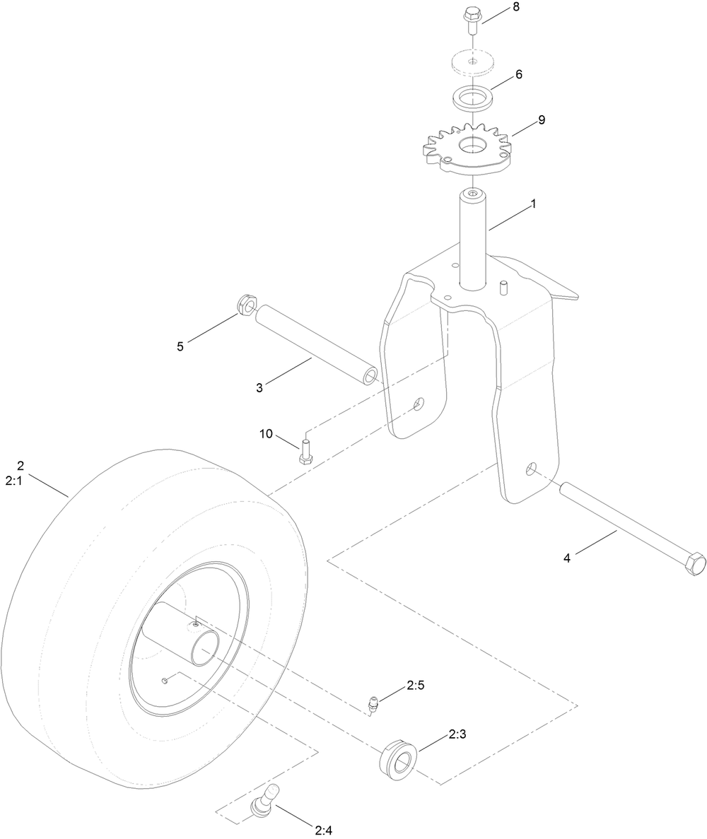 Caster Wheel Assembly Diagram and Parts List for 74785 400000000 - 999999999 Toro Lawn Tractor