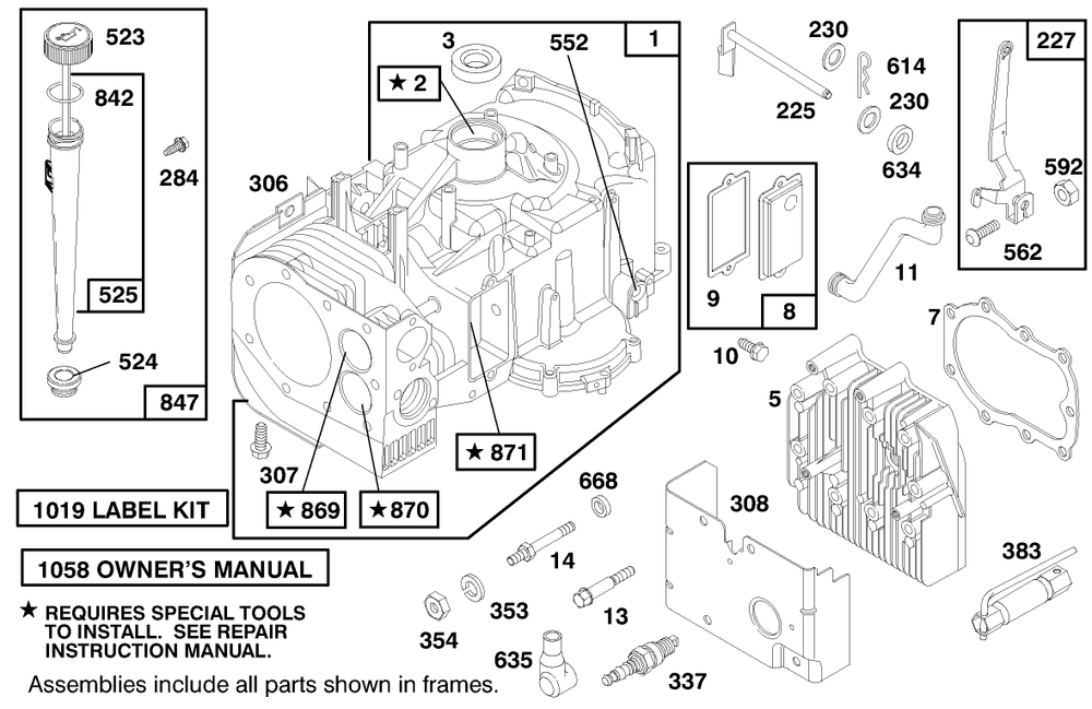 Engine Briggs & Stratton Model 28m707-0127-01 Diagram and Parts List for 71185 7900001 - 7999999 Toro Lawn Tractor