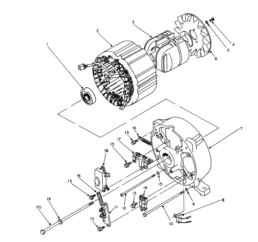 Generator Assembly Diagram and Parts List for 62040 8000001 - 8999999 Toro Generator