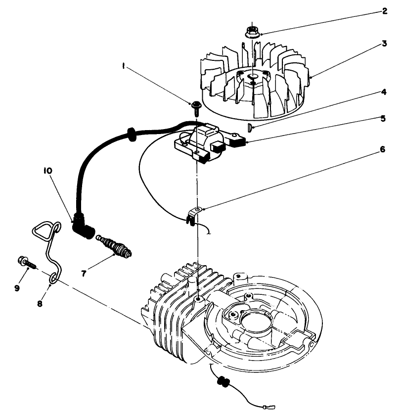 Flywheel & Magneto Assembly Diagram and Parts List for 59260 6000001 - 6999999 Toro Engine
