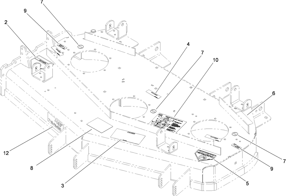 Deck Decal Assembly Diagram and Parts List for 74448 (280000001-280999999)(2008) Toro Lawn Mower