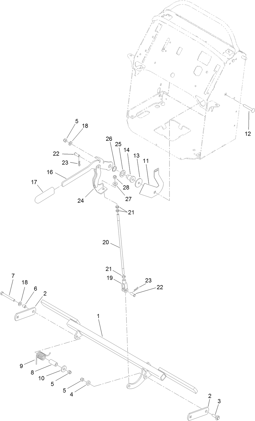 Parking Brake Assembly Diagram and Parts List for 74583 (314000001-314999999)(2014) Toro Lawn Mower