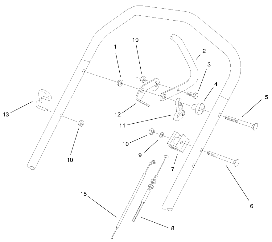 Handle Control Assembly Diagram and Parts List for 26639 8900001 - 8999999 Toro Lawn Mower