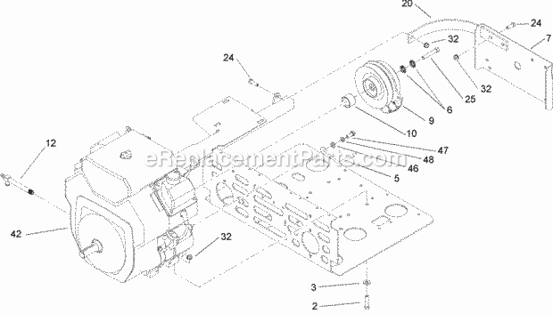 Engine And Clutch Assembly Diagram and Parts List for 74239 250000001-250999999 Toro Lawn Mower