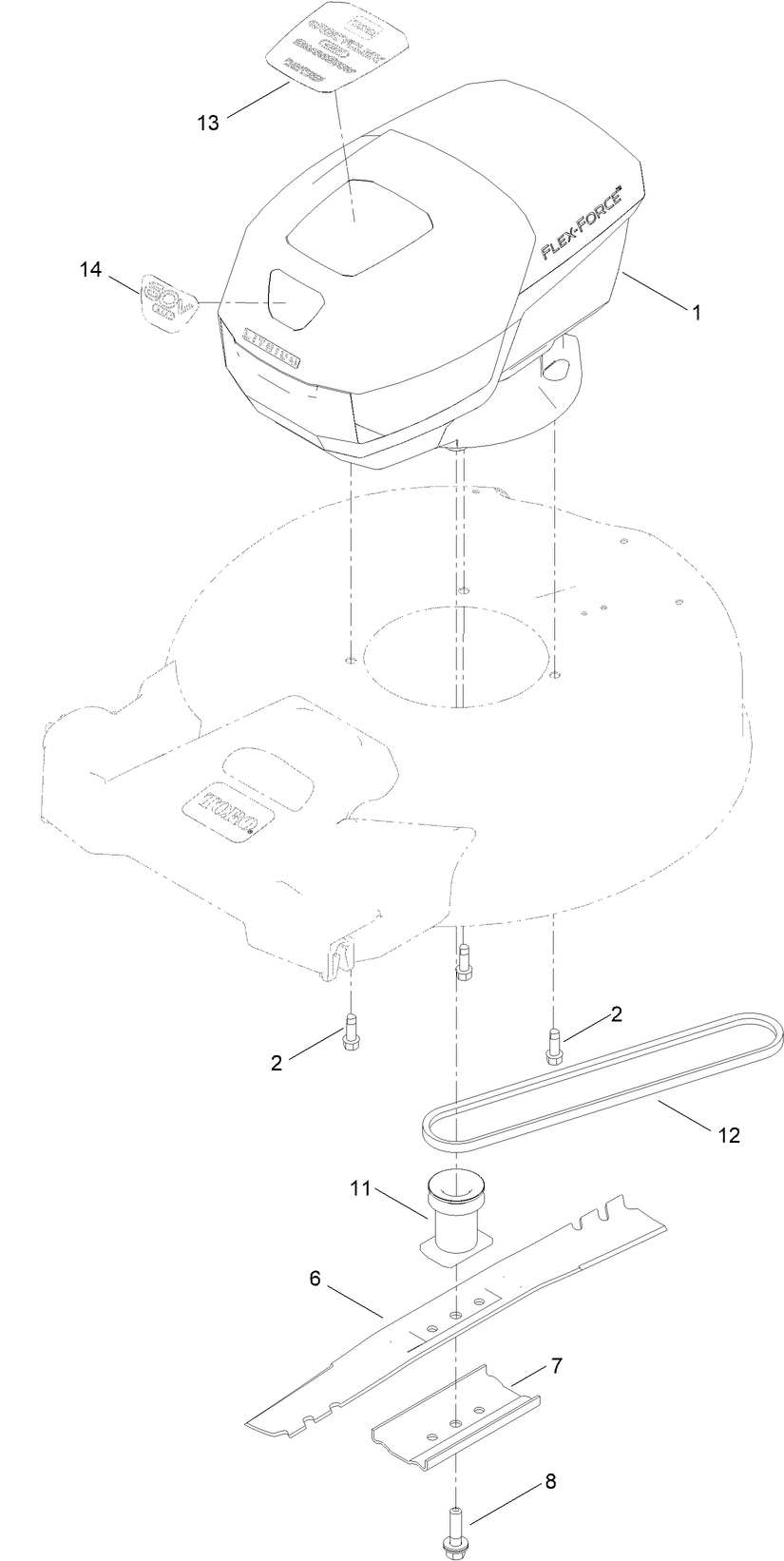 Motor Module And Blade Assembly Diagram and Parts List for 21853 400000000 - 999999999 Toro Lawn Mower
