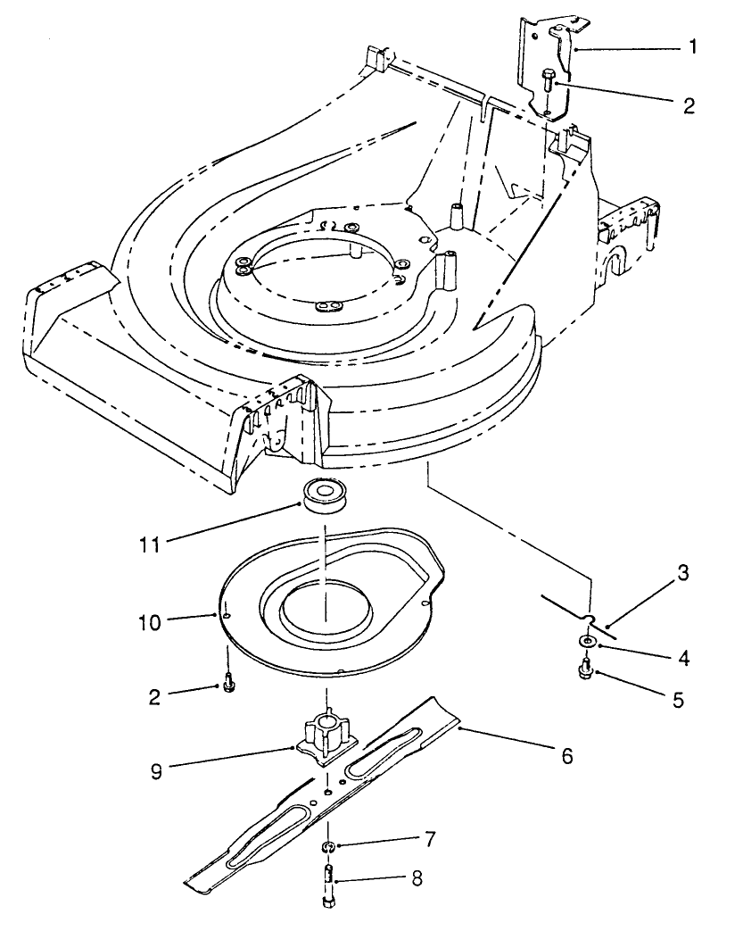 Blade Assembly Diagram and Parts List for 26625B 1000001 - 1999999 Toro Lawn Mower