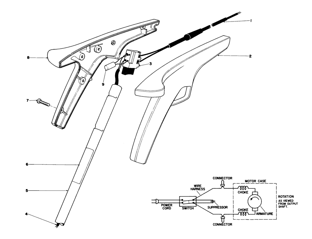 Handle Assembly Diagram and Parts List for 51217 1000001 - 1999999 Toro Trimmer
