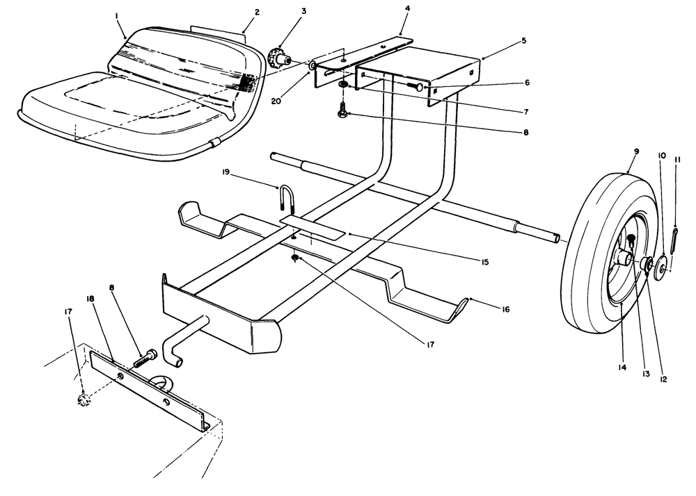 Sulky Kit Model No 30122 (Optional) Diagram and Parts List for 30117 1000001 - 1999999 Toro Lawn Tractor Accessories
