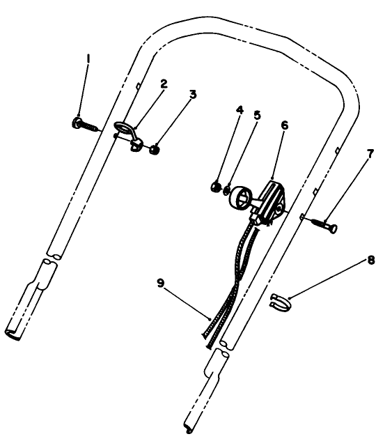 Throttle Control Assembly Diagram and Parts List for 20586 6000001 - 6999999 Toro Lawn Mower