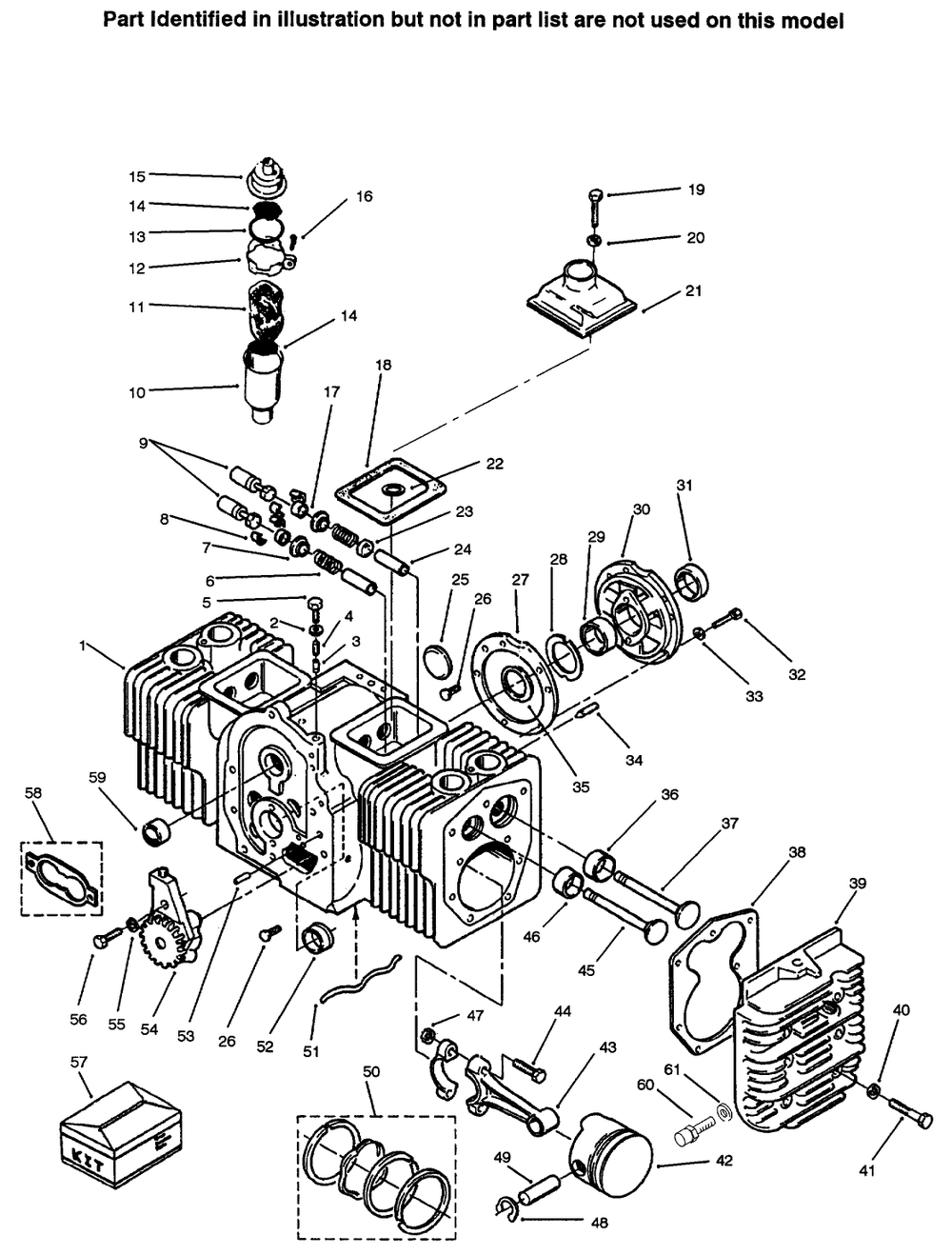 Engine Cylinder Block Diagram and Parts List for 73521 6900001 - 6999999 Toro Lawn Tractor