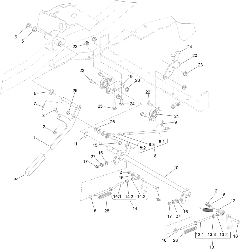Parking Brake Assembly Diagram and Parts List for 74141 (314000001-314999999)(2014) Toro Lawn Mower
