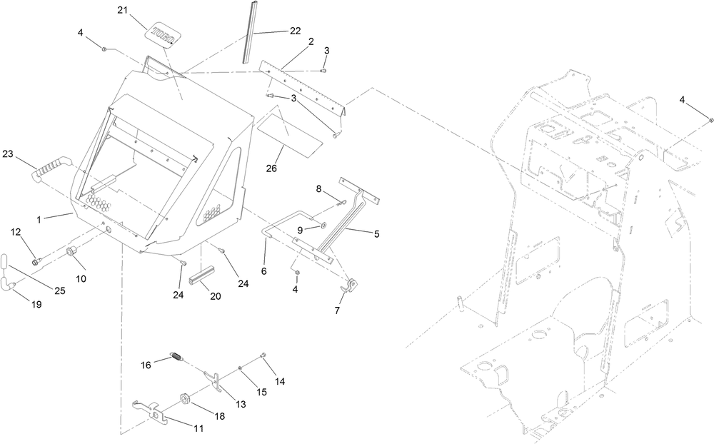 Hood Assembly Diagram and Parts List for 22327HD 401900000 - 401999999 Toro Lawn Tractor Accessories