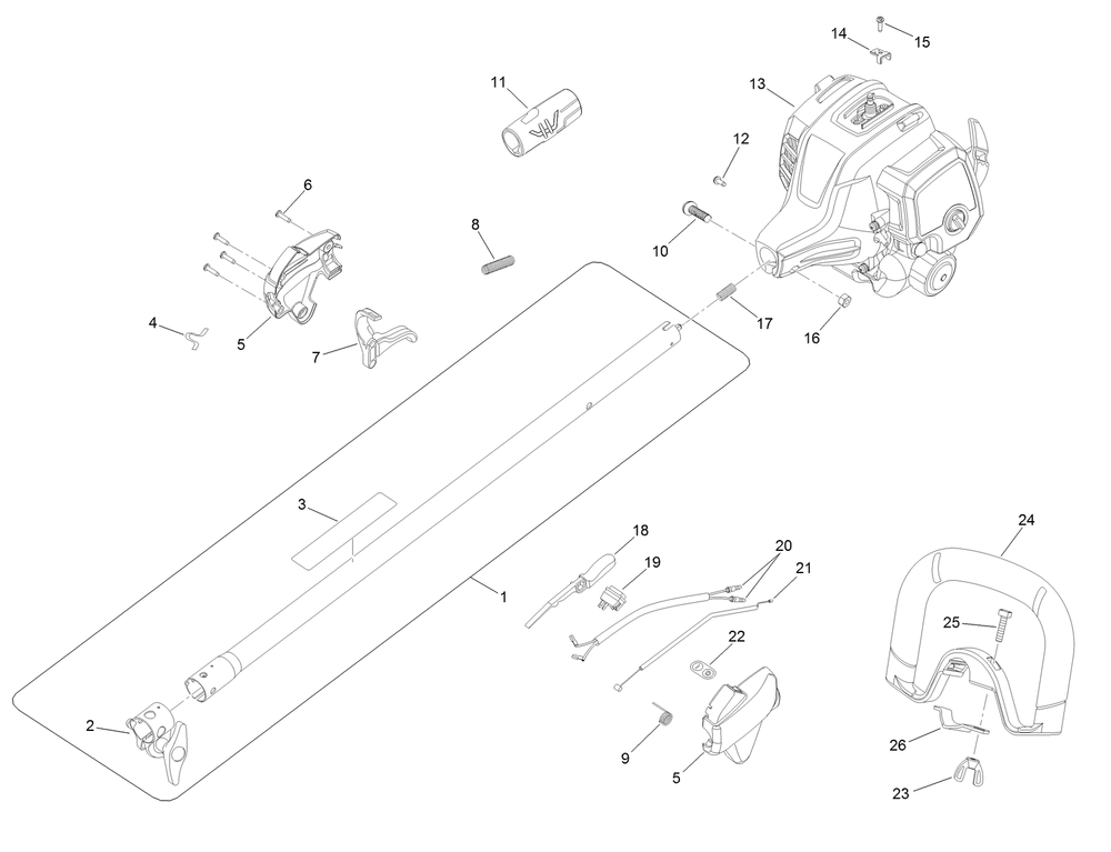 Upper Shaft, Handle And Power Head Assembly Diagram and Parts List for 51978 322000001 - 322999999 Toro Trimmer