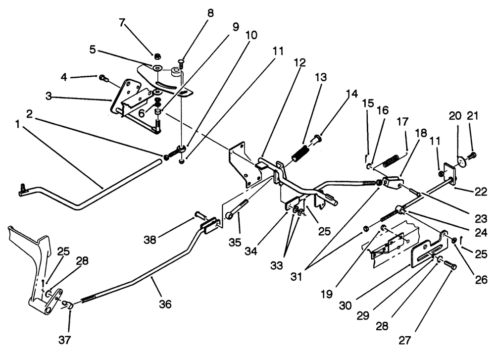 Brake And Hydro Linkage Diagram and Parts List for 22-14OE02 2000001 - 2999999 Toro Lawn Tractor