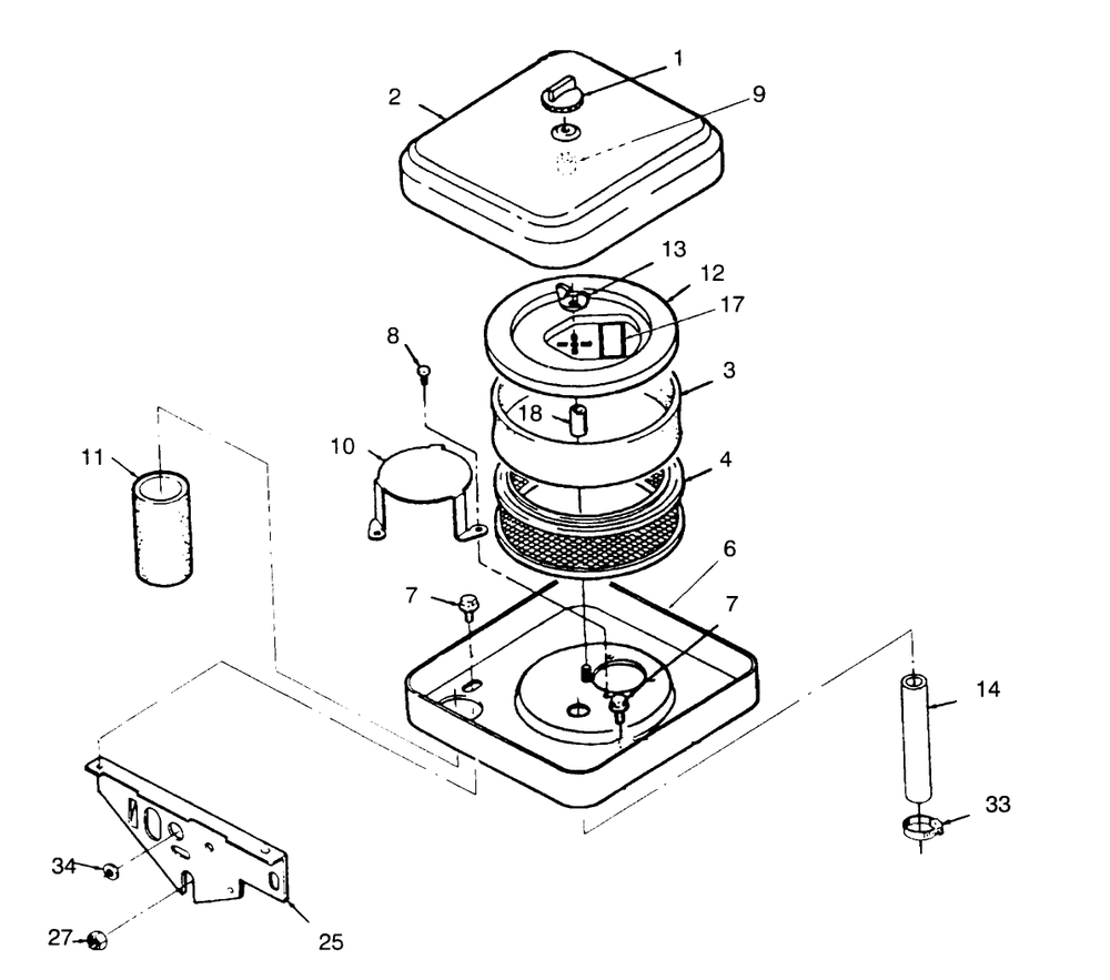 Air Cleaner Diagram and Parts List for 74140 690001 - 699999 Toro Lawn Tractor