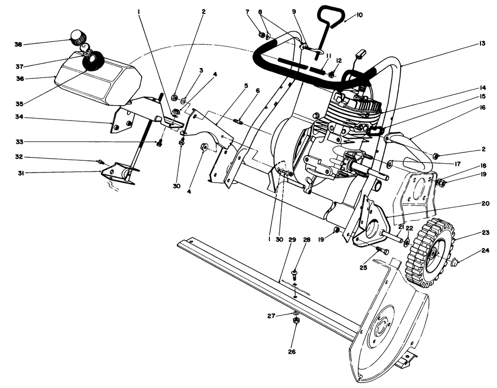 Engine Assembly Diagram and Parts List for 38165 8000001 - 8999999 Toro Snow Blower