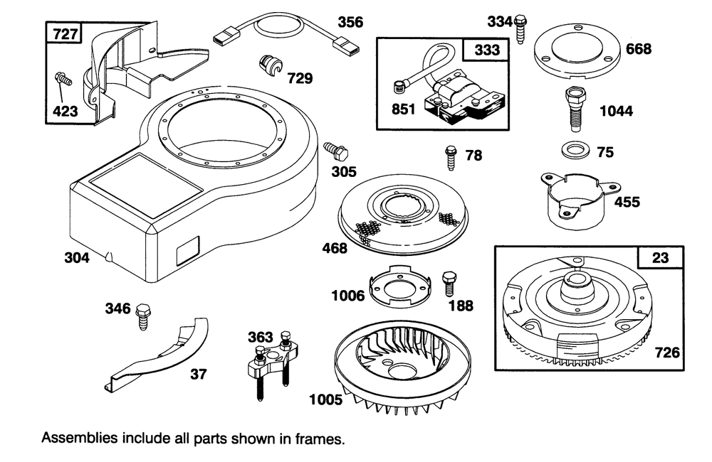 Engine Briggs & Stratton Model 286707-0453-01 Diagram and Parts List for 71202 4900001 - 4999999 Toro Lawn Tractor
