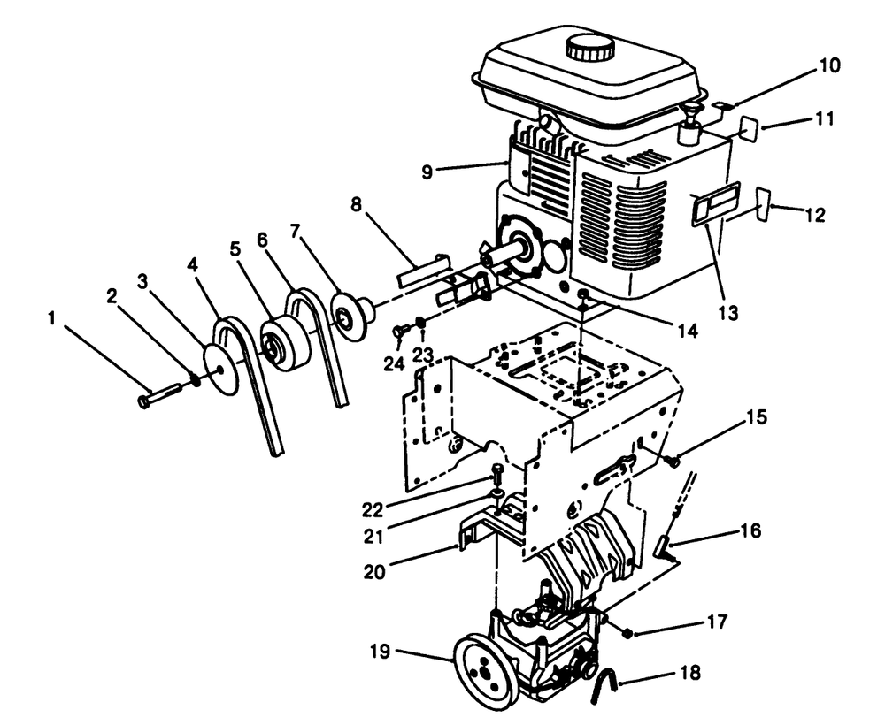Engine Assembly Diagram and Parts List for 38500 8000001 - 8999999 Toro Snow Blower