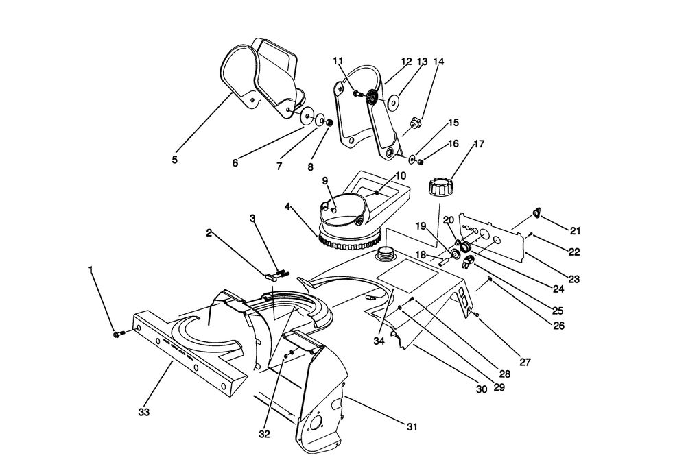 Chute Assembly Diagram and Parts List for 38175 1000001 - 1999999 Toro Snow Blower
