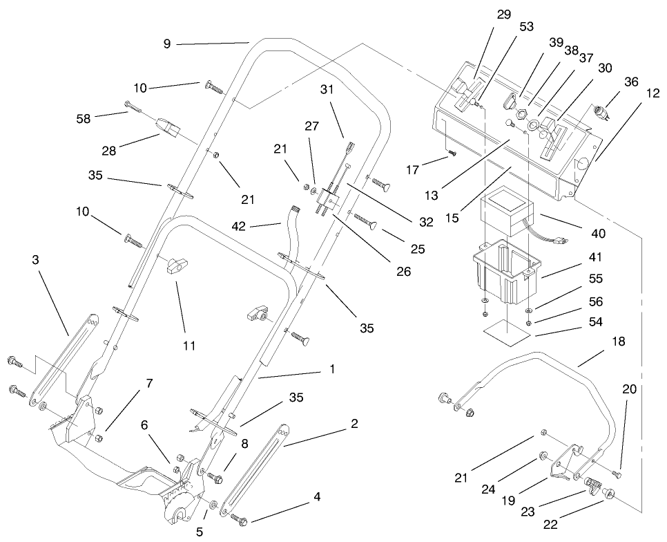 Handle Assembly Diagram and Parts List for 20495 8900001 - 8999999 Toro Lawn Mower