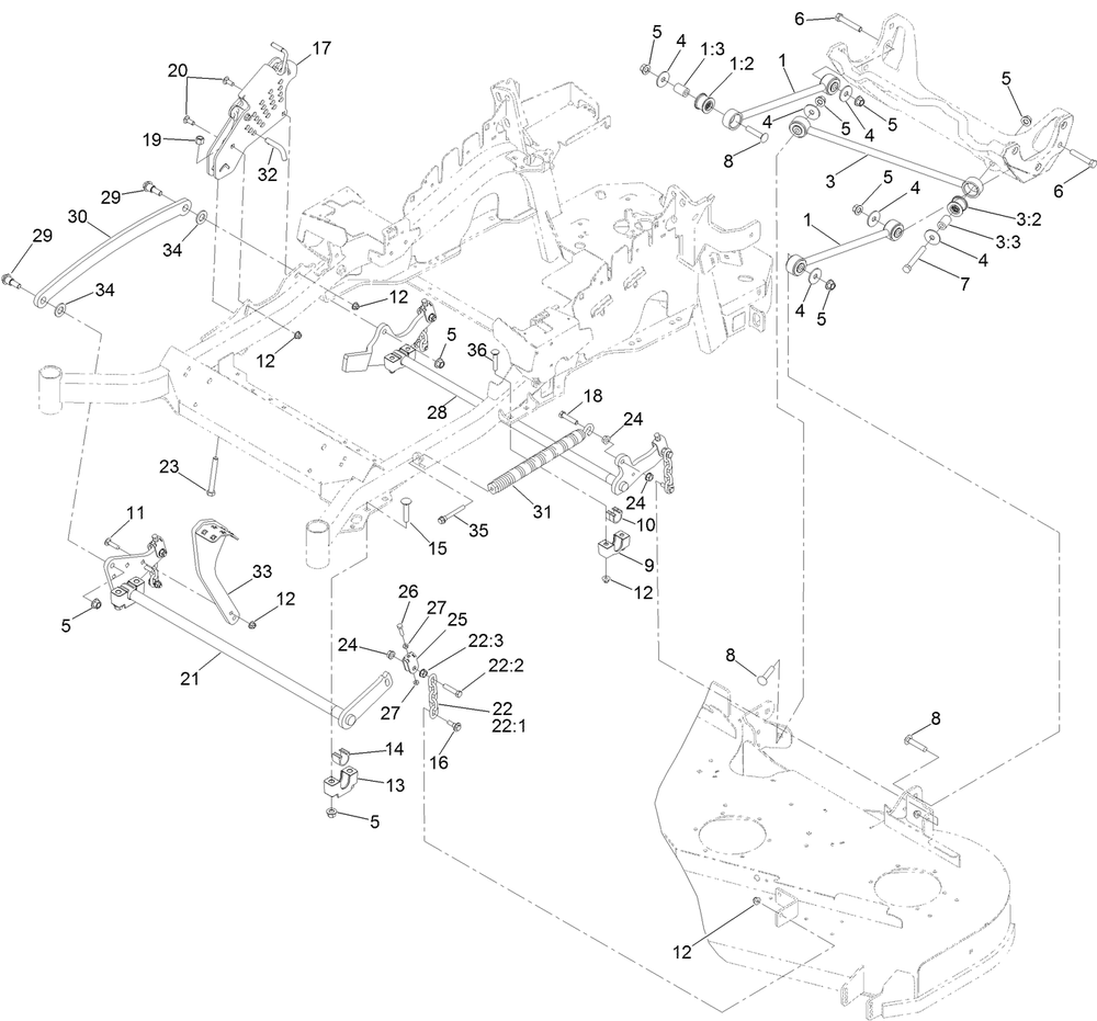 Deck Lift Assembly Diagram and Parts List for 75951 402100000-403319952 Toro Lawn Mower