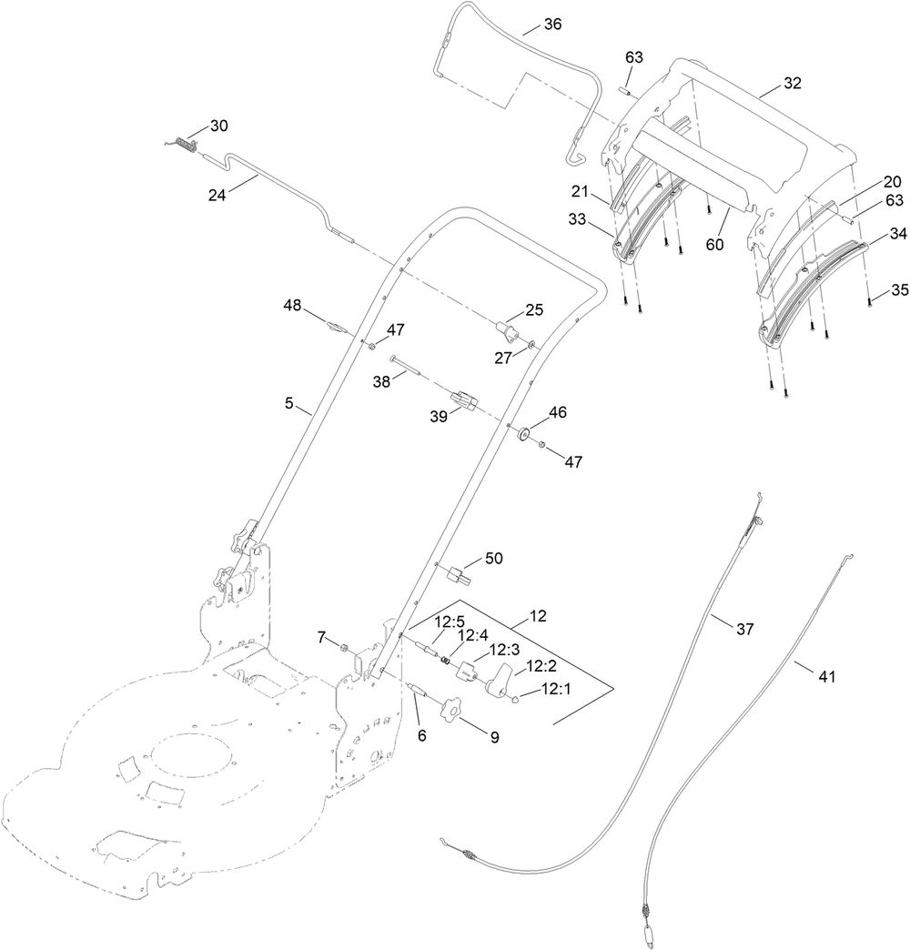 Handle Assembly Diagram and Parts List for 21773 413000000 - 999999999 Toro Lawn Mower