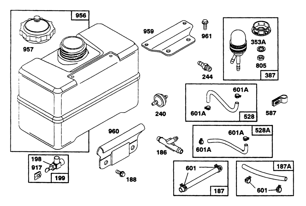 Engine Briggs & Stratton Models 252416-0756-01 & 252416-0757-01 Diagram and Parts List for 38580 5900001 - 5999999 Toro Snow Blower