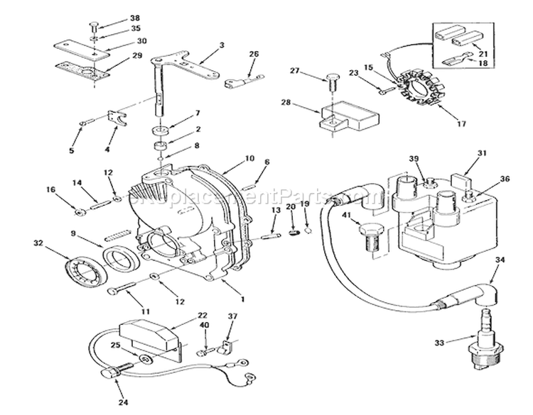 Gearcase And Ignition Controls Diagram and Parts List for 31-16OE01 1988 Toro Lawn Tractor