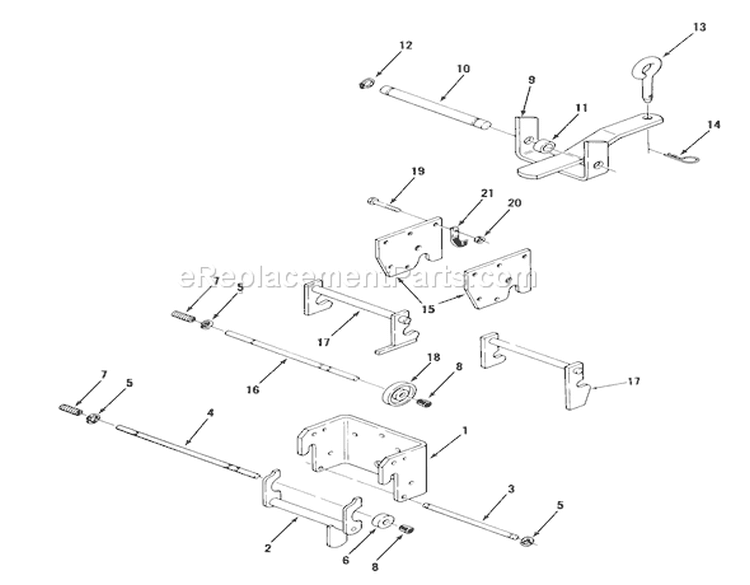 Hitches Diagram and Parts List for 31-16OE01 1988 Toro Lawn Tractor