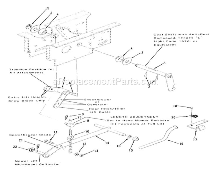Hydraulic Lift Linkage-520-H & 520-Hc Diagram and Parts List for 31-16OE01 1988 Toro Lawn Tractor