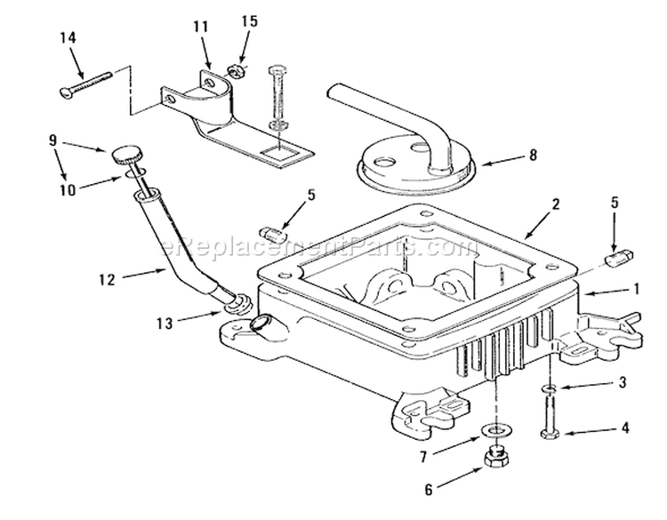 Oil Base, Fill Tube And Bracket Diagram and Parts List for 31-16OE01 1988 Toro Lawn Tractor