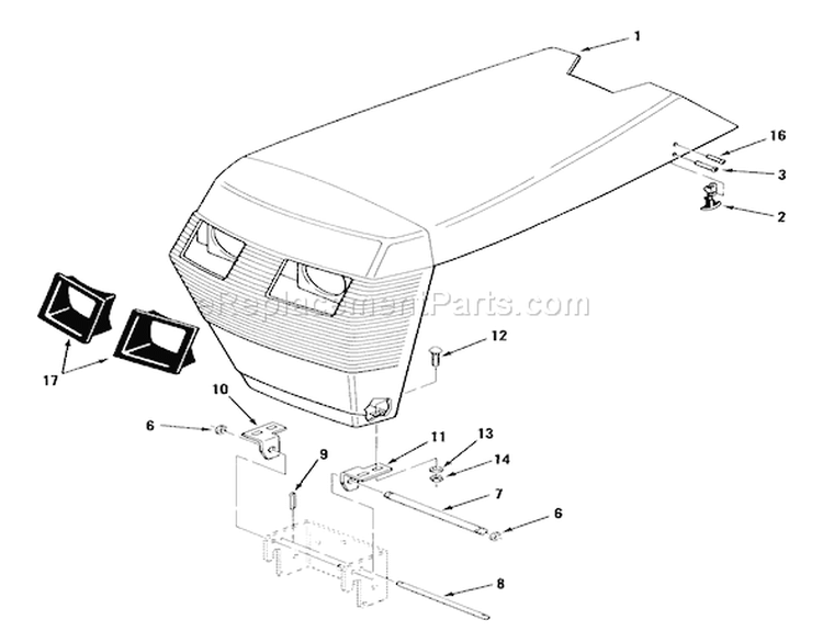 Sheet Metal And Covers Diagram and Parts List for 31-16OE01 1988 Toro Lawn Tractor