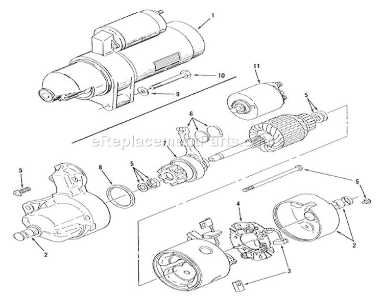 Starter Diagram and Parts List for 31-16OE01 1988 Toro Lawn Tractor
