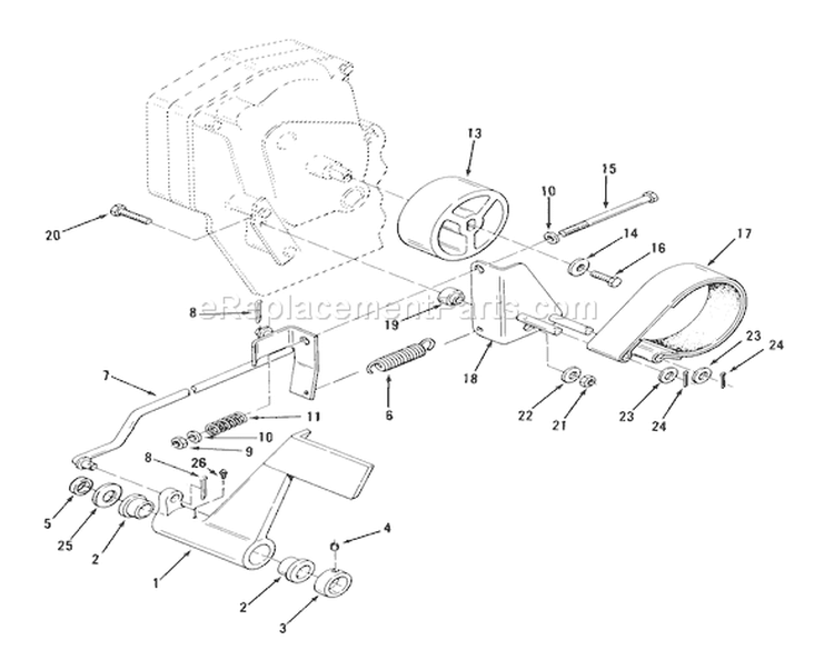 Clutch, Brake & Speed Control Linkage Diagram and Parts List for 31-16OE01 1988 Toro Lawn Tractor