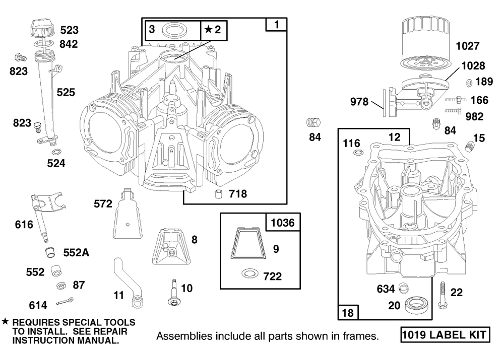 Engine Briggs & Stratton Model 303776-1188-A1 Diagram and Parts List for 30182 690001 - 699999 Toro Lawn Tractor Accessories