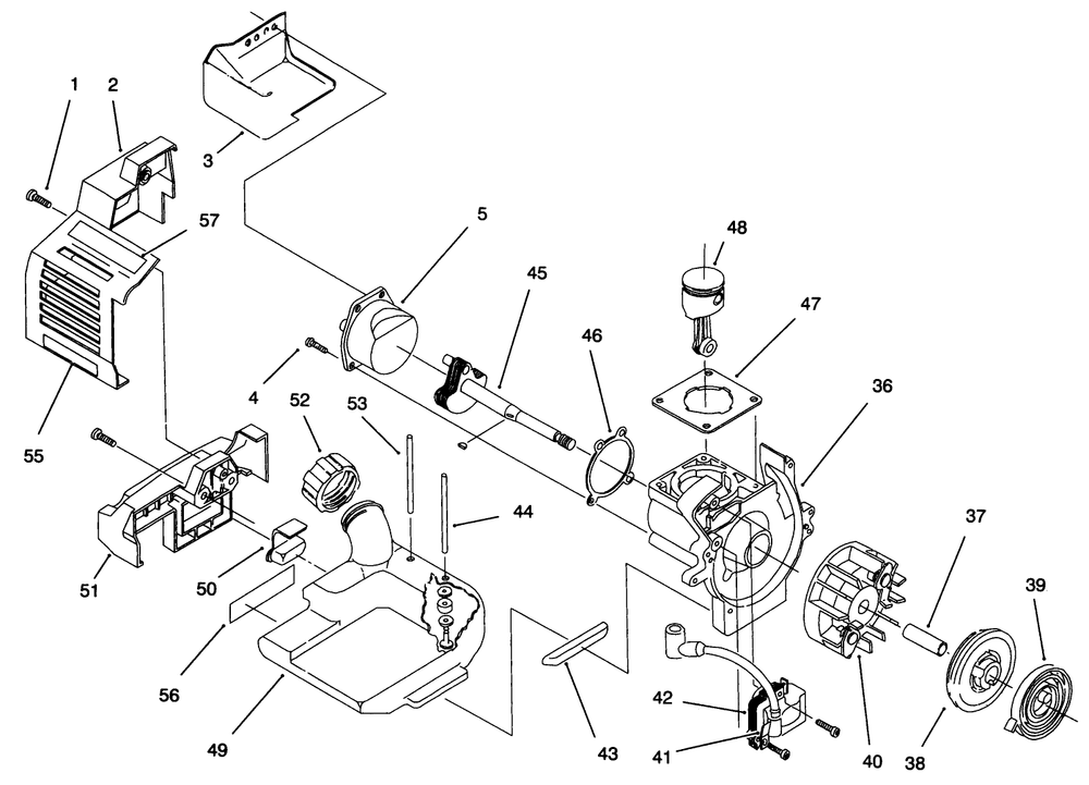 Engine Assembly Diagram and Parts List for 51916 79000001 - 79999999 Toro Trimmer