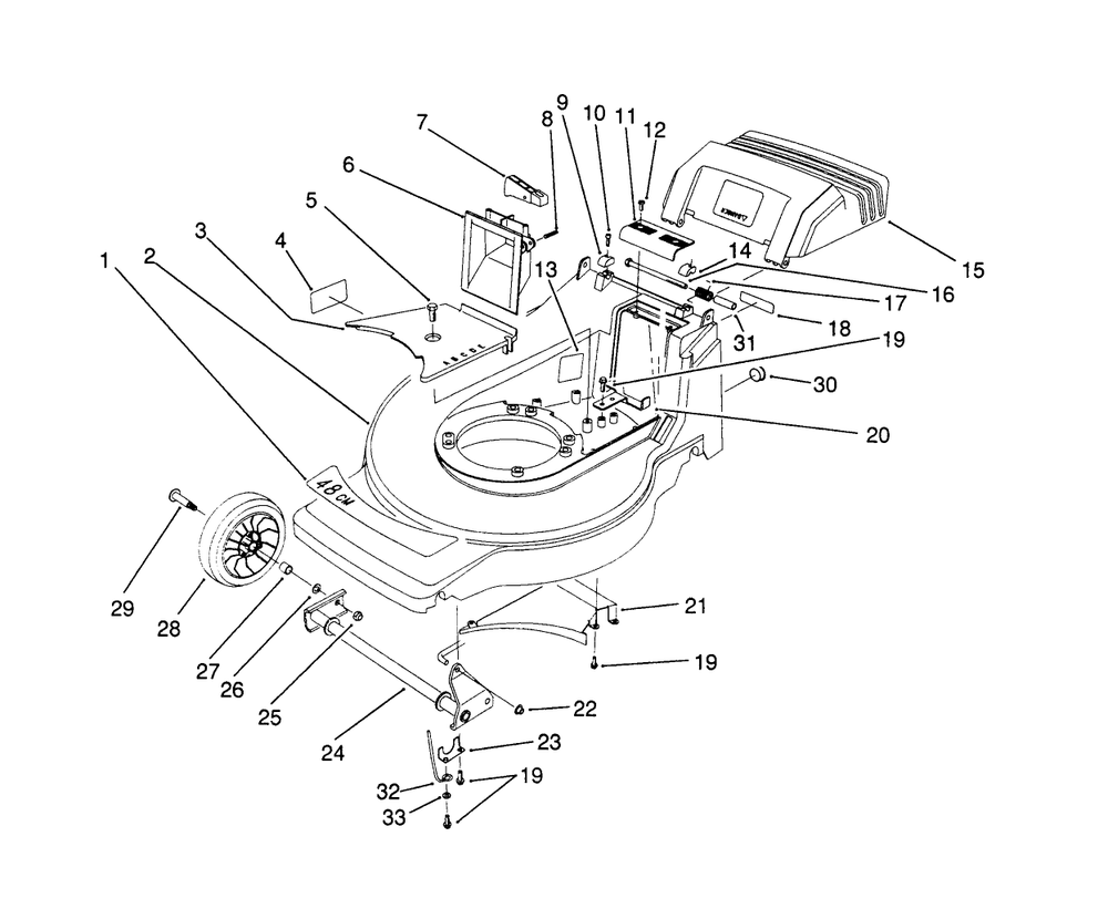 Housing Assembly Diagram and Parts List for 20925B 0000001 - 0999999 Toro Lawn Mower